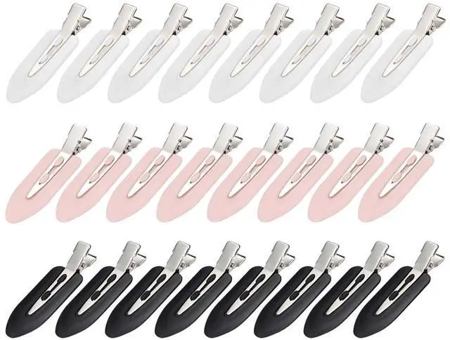 Main image of 24 Pcs Creaseless Hair Clips for Women Makeup, Black/Pink/White