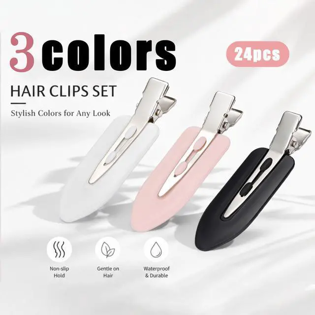 Alt view image 7 of 7 - 24 Pcs Creaseless Hair Clips for Women Makeup, Black/Pink/White