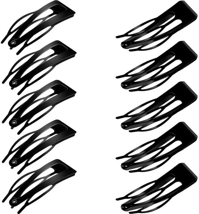 Main image of Black 24 Pcs Double Grip Hair Metal Snap Clips,2 Inch