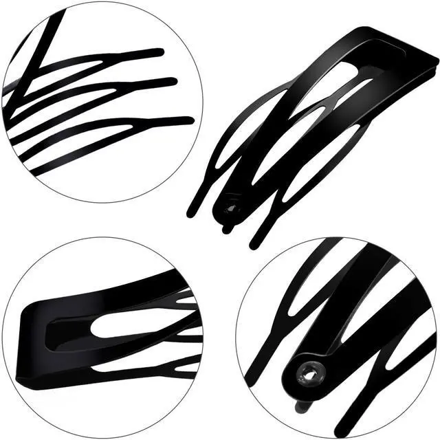 Alt view image 2 of 7 - Black 24 Pcs Double Grip Hair Metal Snap Clips,2 Inch