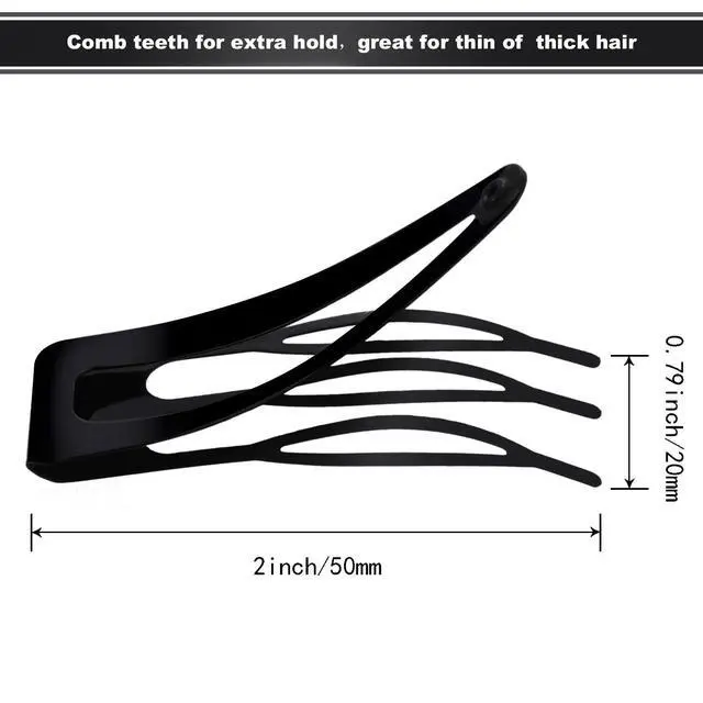 Alt view image 3 of 7 - Black 24 Pcs Double Grip Hair Metal Snap Clips,2 Inch