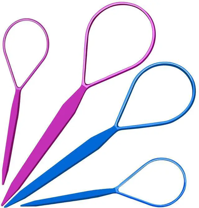 Main image of 4pcs Pony Hair Tail Accessories, 2 Pairs French Braiding Tool, Turvy Styling Tool for Women Girls, Ponytail Pull Through Tool Purple/Blue