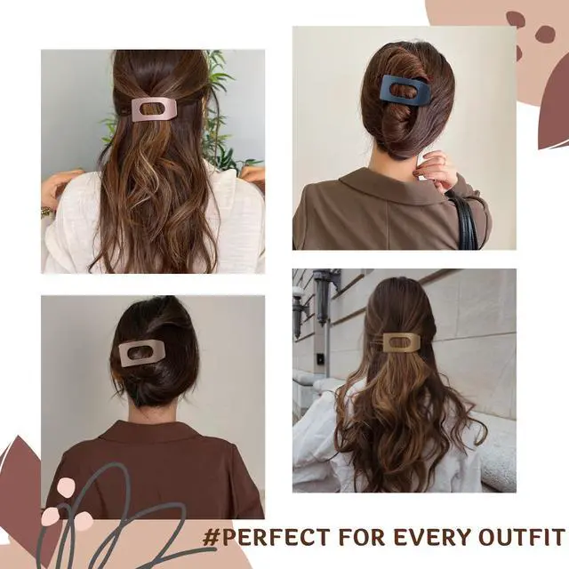 Alt view image 3 of 7 - 8 Pack Flat Hair Clips for Women Large Matte Rectangle No-Slip Claw Clips, Strong Hold Square Hair Accessories for Thick & Thin Hair, Lay Flat Design for Work & Daily Styling