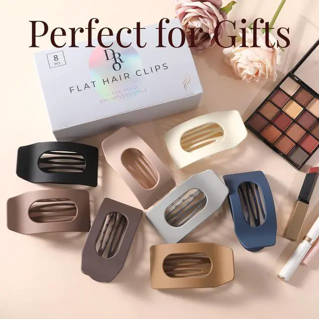 Alt view image 7 of 7 - 8 Pack Flat Hair Clips for Women Large Matte Rectangle No-Slip Claw Clips, Strong Hold Square Hair Accessories for Thick & Thin Hair, Lay Flat Design for Work & Daily Styling