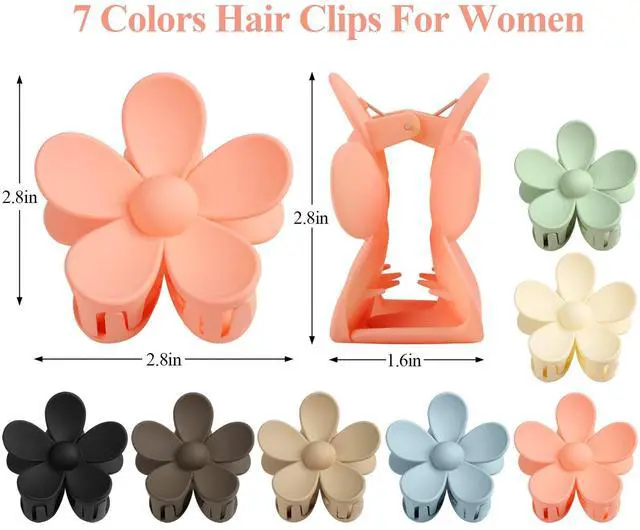 Alt view image 2 of 7 - Flower Claw Clip 7 PCS Claw Clips, Hair Clips for Women Non Slip for Thick Hair Women Girls Gifts, 7 Colors