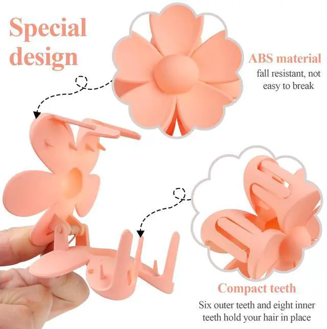 Alt view image 3 of 7 - Flower Claw Clip 7 PCS Claw Clips, Hair Clips for Women Non Slip for Thick Hair Women Girls Gifts, 7 Colors