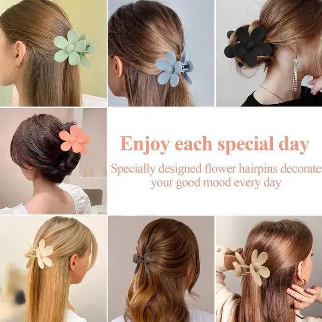 Alt view image 7 of 7 - Flower Claw Clip 7 PCS Claw Clips, Hair Clips for Women Non Slip for Thick Hair Women Girls Gifts, 7 Colors