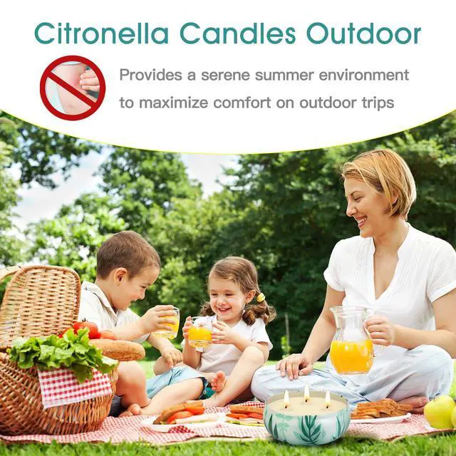 Alt view image 3 of 7 - Citronella Candles Outdoor, Large Citronella Candle Outdoor for Patio, 3 Pack 12oz Summer Candle Bulk for Home Garden Yard Camping Party Indoor Outside Decorative, 210 Hours Long Burning, 3 Wick