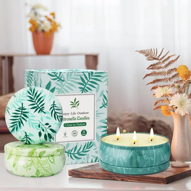 Alt view image 7 of 7 - Citronella Candles Outdoor, Large Citronella Candle Outdoor for Patio, 3 Pack 12oz Summer Candle Bulk for Home Garden Yard Camping Party Indoor Outside Decorative, 210 Hours Long Burning, 3 Wick