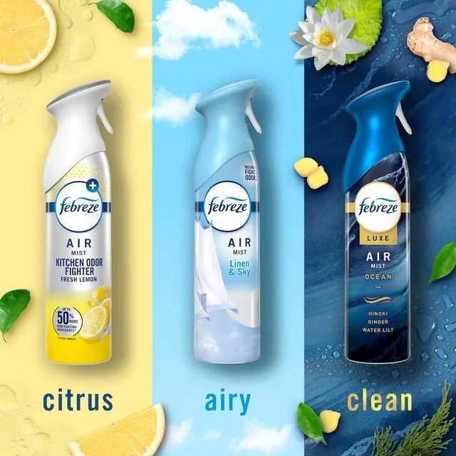 Alt view image 4 of 7 - Air Mist, Air Freshener Spray, Odor Fighting Room Spray, Deodorizer for Home Bathroom Kitchen Office Apartment Dorm Room Classroom, Kitchen Base Mix, 8.1oz, 3ct