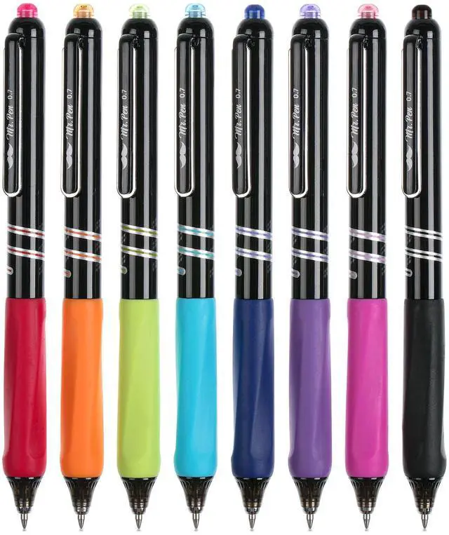 Main image of Retractable Gel Pens, 8 Pack, 0.7mm Fine Point Colorful Ink