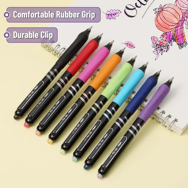 Alt view image 4 of 7 - Retractable Gel Pens, 8 Pack, 0.7mm Fine Point Colorful Ink