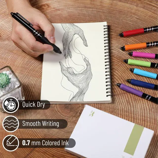 Alt view image 3 of 7 - Retractable Gel Pens, 8 Pack, 0.7mm Fine Point Colorful Ink