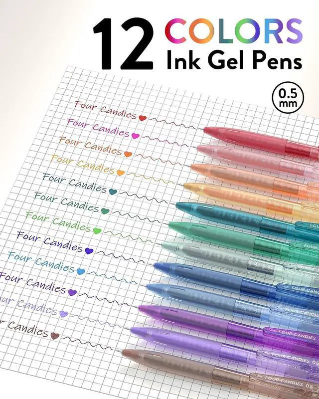 Alt view image 7 of 7 - 12 Pack 0.5mm Cute Quick-Dry Retractable Colored Gel Pens