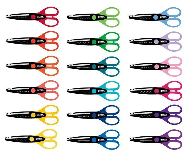 Alt view image 5 of 6 - 18 Piece Decorative Edge Craft Scissors, 18 Colors and Edge Designs, 6 Inch Length, 2.5 Inch Blades, Assorted 18 Count Edger Scissors