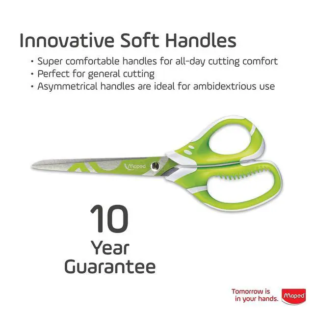 Alt view image 2 of 4 - Zenoa Fit Soft Grip Student 7 Inch Scissors - Students - Cutting Crafts - Soft Grip Comfort - Stylish Blade Decorations and Ergonomic Handles