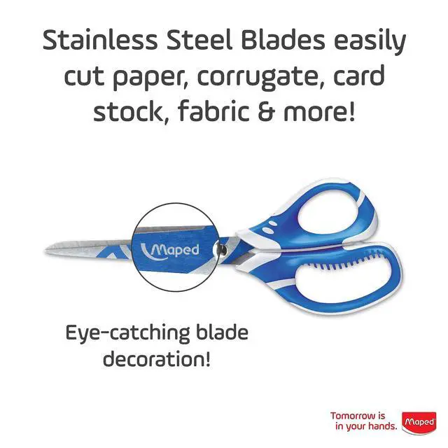Alt view image 3 of 4 - Zenoa Fit Soft Grip Student 7 Inch Scissors - Students - Cutting Crafts - Soft Grip Comfort - Stylish Blade Decorations and Ergonomic Handles