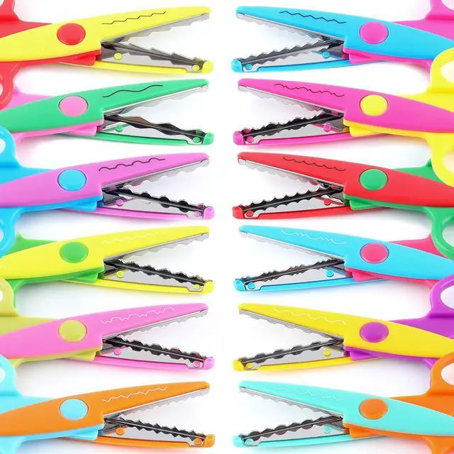 Alt view image 3 of 6 - 12 Pack Kids Safety Scissors | Blunt Tip with Decorative Edges | 5 Inch Colorful Zig Zag Assorted Patterns for School, Classroom Supplies, Teachers, Art Crafts, Scrapbook, DIY Projects