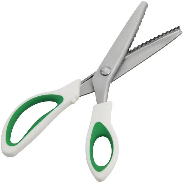Main image of Pinking Shears, 9" Zig Zag Craft Scissors Decorative Edge, Pinking Shears for Fabric Cutting, Professional Dressmaking Sharp Comfort Grips Scrapbook Fabric Sewing Scissors