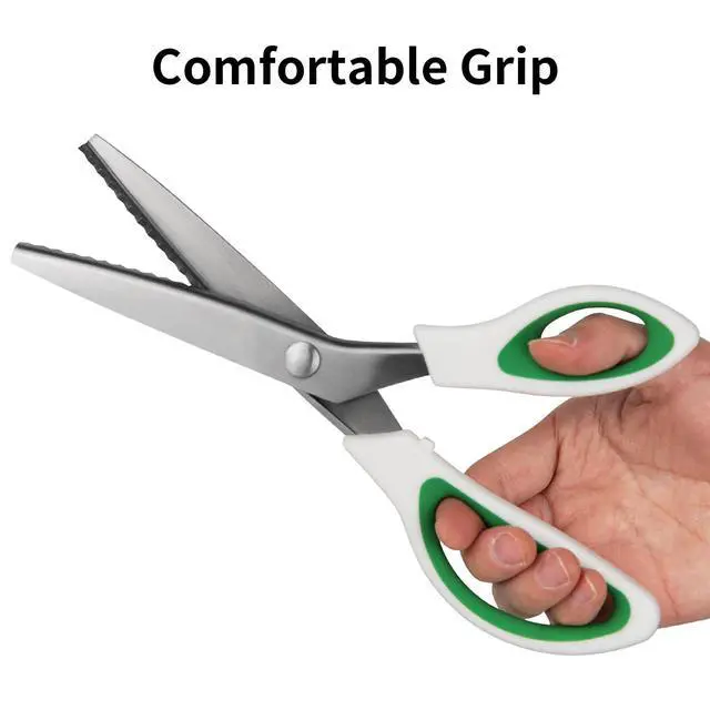 Alt view image 3 of 7 - Pinking Shears, 9" Zig Zag Craft Scissors Decorative Edge, Pinking Shears for Fabric Cutting, Professional Dressmaking Sharp Comfort Grips Scrapbook Fabric Sewing Scissors