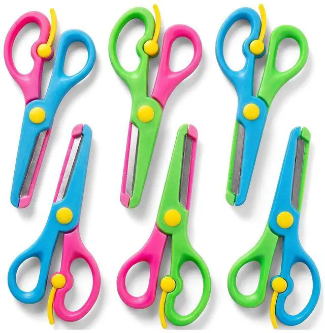 Main image of Kids Craft Scissors, 6PCS Blunt Tip Safety Scissors Stocking Stuffer for Toddler, Anti-Pinch Design for Child Hand-Eye Coordination Development, Art Craft Scrapbooking Supplies