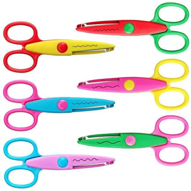 Main image of Craft Scissors Decorative Edge, ABS Resin Scrapbook Scissors with 6 Pattern, Safe for Kids, Smoothly Cutting, Set of 6, Funny&Colorful