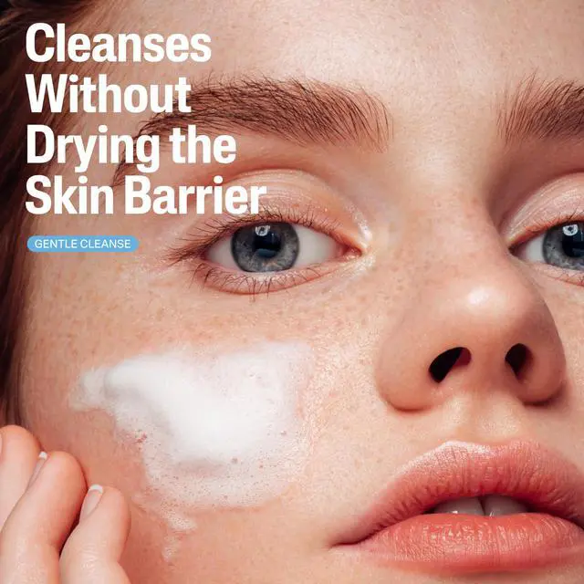 Alt view image 3 of 7 - Cream to Foam Face Wash, Hydrating Foaming Cream Cleanser, 16 oz, For Normal to Dry, Sensitive Skin, with Soothing Prebiotic Aloe, Hypoallergenic, Fragrance Free