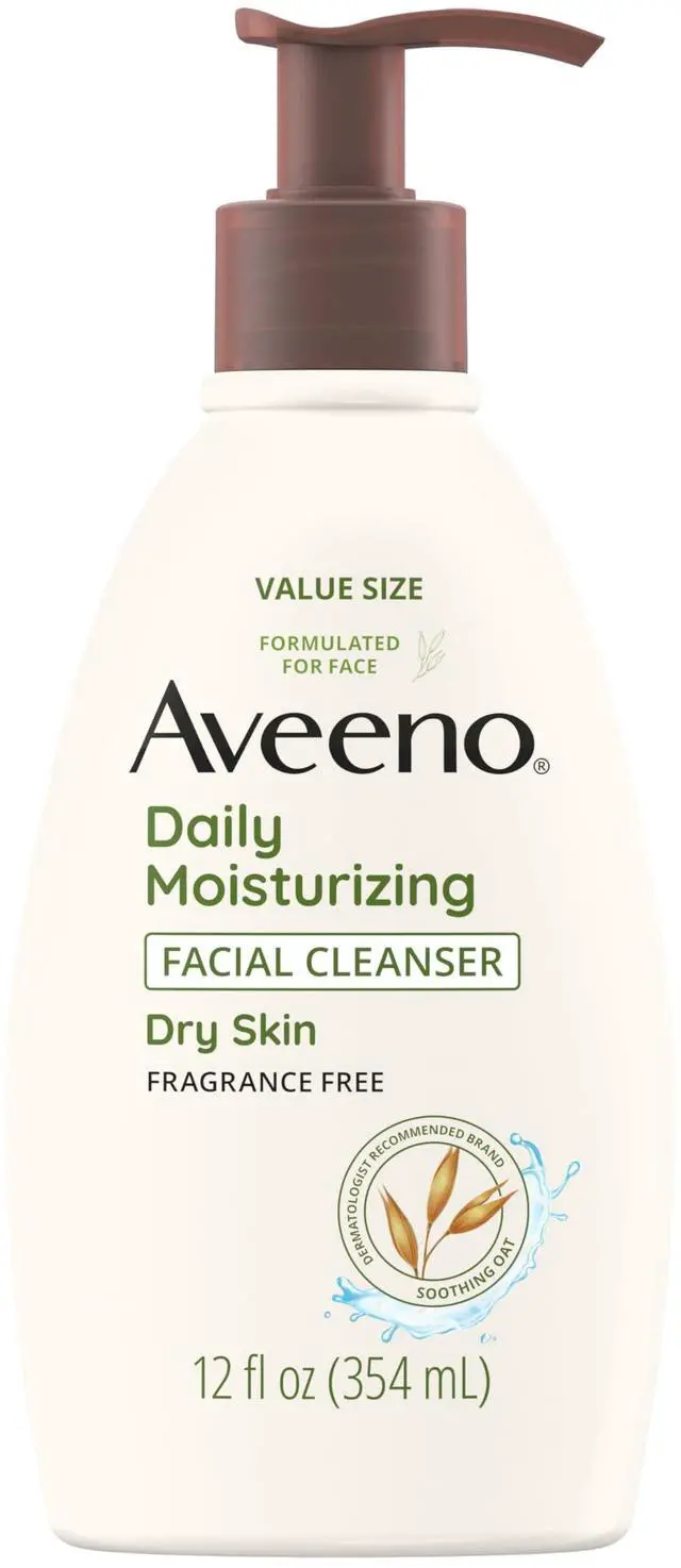 Main image of Daily Moisturizing Facial Cleanser for Dry Skin, Gentle Face Cleanser with Soothing Oat for Skin that Feels Soft & Supple, Removes Dirt, Oil and Impurities, Fragrance Free, 12 FL OZ