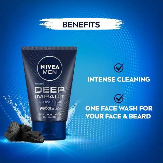 Alt view image 3 of 7 - Men Deep Impact Intense Clean Face and Beard Wash - Black Carbon, 100 ml (3.3 oz)