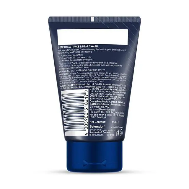 Alt view image 7 of 7 - Men Deep Impact Intense Clean Face and Beard Wash - Black Carbon, 100 ml (3.3 oz)