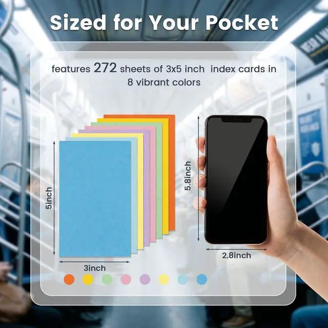 Alt view image 7 of 7 - Index Cards 3x5 Inch, 272Count, Colored Flash Card for Studying, Heavy Weight Notecard Note Taking for School Students College Office Teachers, Home, Supplies, Blank, 8 Assorted Colors