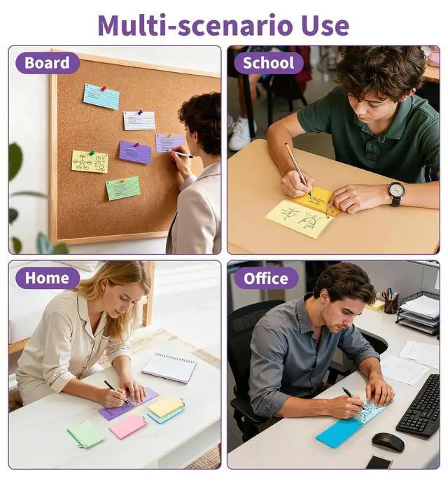 Alt view image 7 of 7 - 250 Count Colored Index Cards for Studying, 3x5 Inch Ruled Flash Cards 10 Color with Key Ring, 5 Packs of 50 Sheets Heavy Lined Study Note Cards with Waterproof Cover for School&Office Supplies