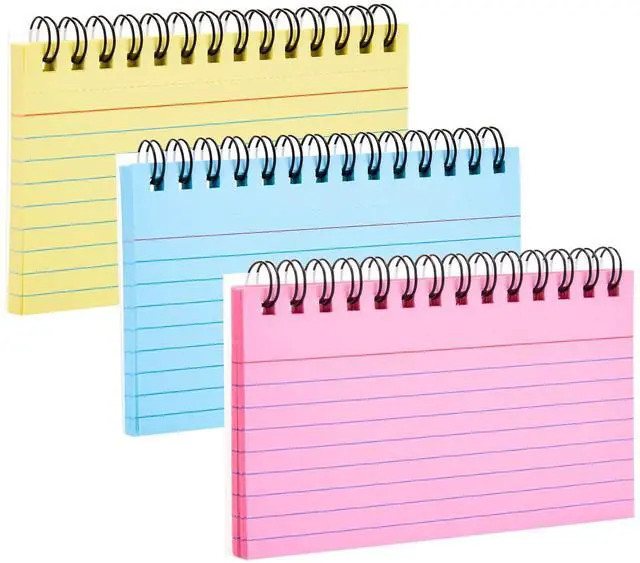 Main image of 150 Sheets Flash Cards 3x5 Inches Spiral Bound Index Cards Colored Ruled Index Cards with Ring Colorful Notecards Flashcards for Studying Nursing School Office Taking to Do List