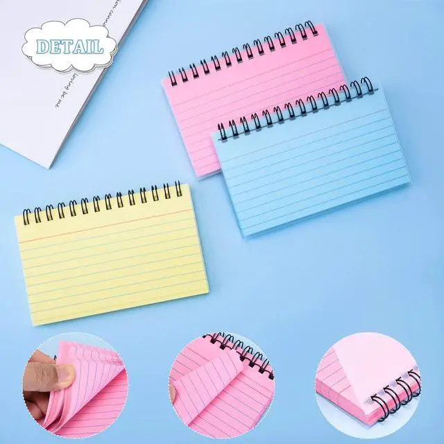 Alt view image 3 of 7 - 150 Sheets Flash Cards 3x5 Inches Spiral Bound Index Cards Colored Ruled Index Cards with Ring Colorful Notecards Flashcards for Studying Nursing School Office Taking to Do List