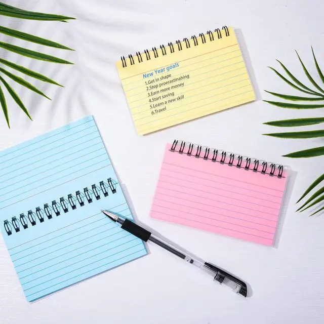 Alt view image 4 of 7 - 150 Sheets Flash Cards 3x5 Inches Spiral Bound Index Cards Colored Ruled Index Cards with Ring Colorful Notecards Flashcards for Studying Nursing School Office Taking to Do List