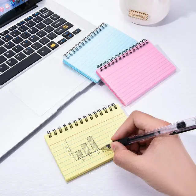 Alt view image 5 of 7 - 150 Sheets Flash Cards 3x5 Inches Spiral Bound Index Cards Colored Ruled Index Cards with Ring Colorful Notecards Flashcards for Studying Nursing School Office Taking to Do List