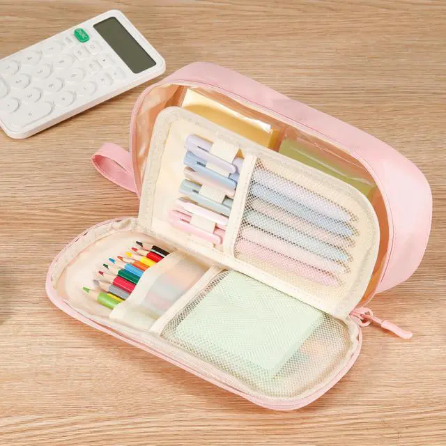 Alt view image 3 of 6 - Pen Case with Zipper Pencil Pouch for Office Travel Portable Large Pencil Case Pouch for Teen Girls & Boys,Black