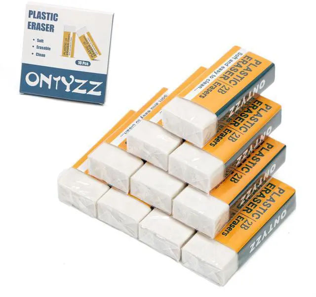 Main image of 10 Pcs White Erasers Soft Art Erasers Large White Eraser for Office Writing Drawing