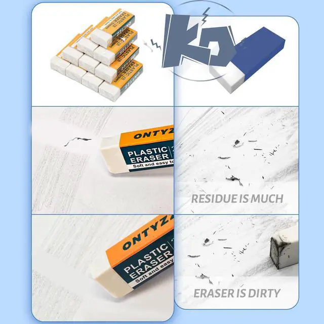Alt view image 4 of 6 - 10 Pcs White Erasers Soft Art Erasers Large White Eraser for Office Writing Drawing