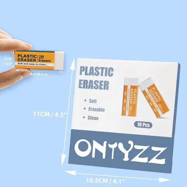 Alt view image 2 of 6 - 10 Pcs White Erasers Soft Art Erasers Large White Eraser for Office Writing Drawing