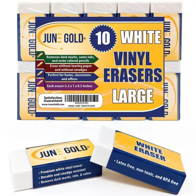 Main image of 10 Large White Vinyl Erasers
