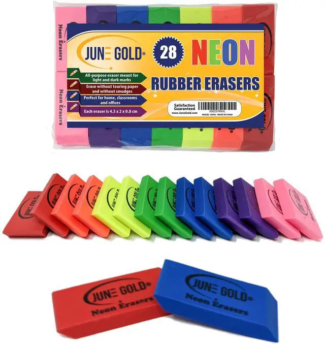 Main image of 28 Neon Colored Rubber Erasers