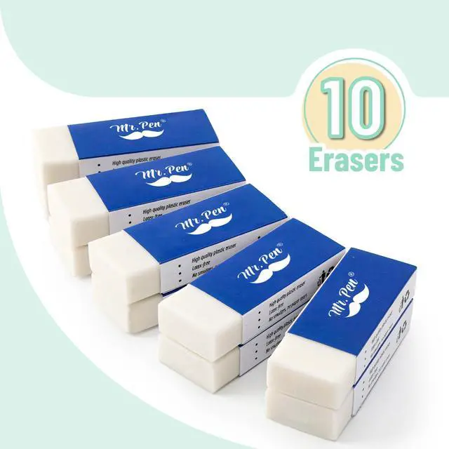 Alt view image 2 of 7 - White Pencil Eraser, 10 Pack
