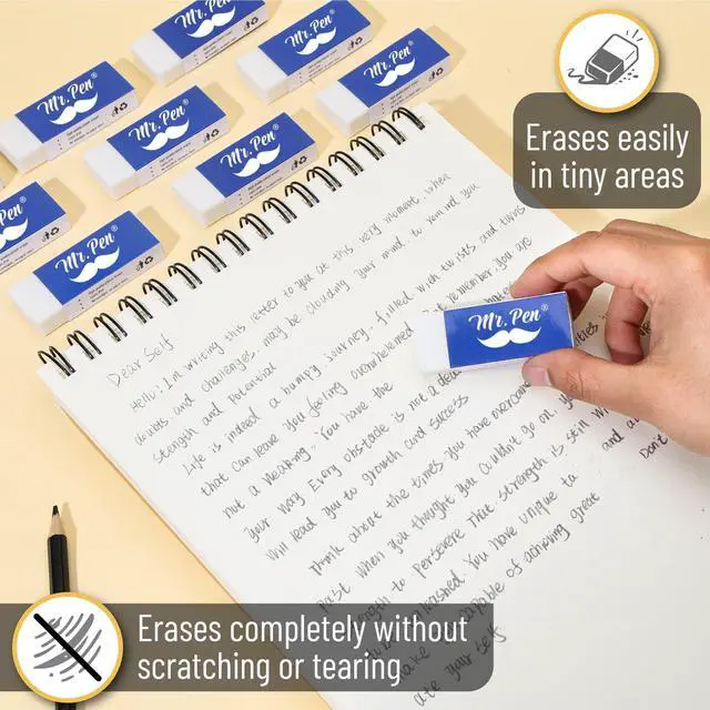 Alt view image 4 of 7 - White Pencil Eraser, 10 Pack
