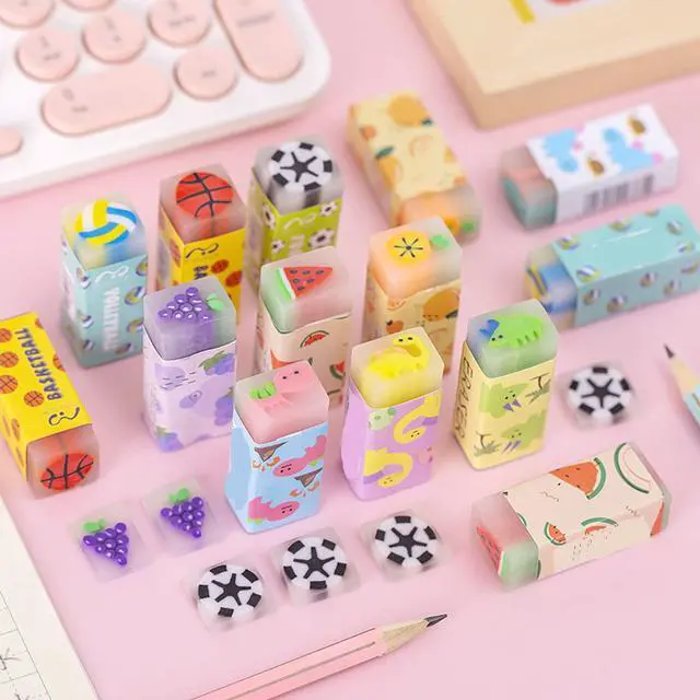 Alt view image 4 of 7 - Cute Erasers for Kids Bulk 16 Pack Animal Food Fun Desk Pets Pencil Students School Supplies Prize Gifts Party Favors