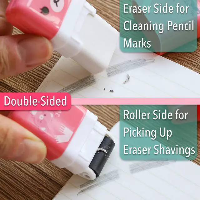 Alt view image 4 of 7 - Eraser with Cover and Roller, 6 Pack, Animal Theme