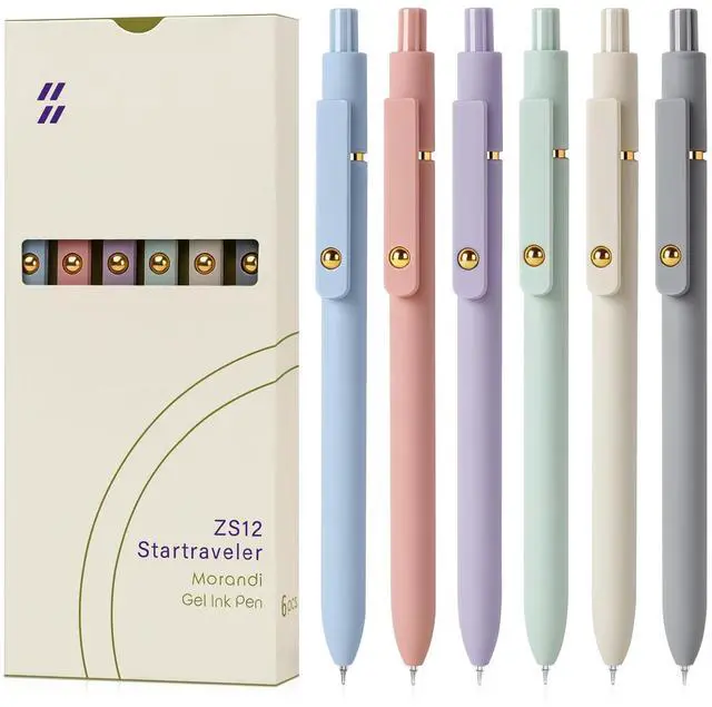 Main image of Gel Pens, 6pcs 0.7mm Fine Point Black Ink, Quick Dry Smooth Writing Pens for Journaling, Nurse Aesthetic Cute Office School Supplies, Gifts for Women and Men (6Pcs Morandi-Black Ink)