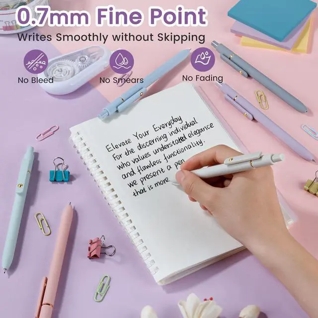 Alt view image 2 of 7 - Gel Pens, 6pcs 0.7mm Fine Point Black Ink, Quick Dry Smooth Writing Pens for Journaling, Nurse Aesthetic Cute Office School Supplies, Gifts for Women and Men (6Pcs Morandi-Black Ink)