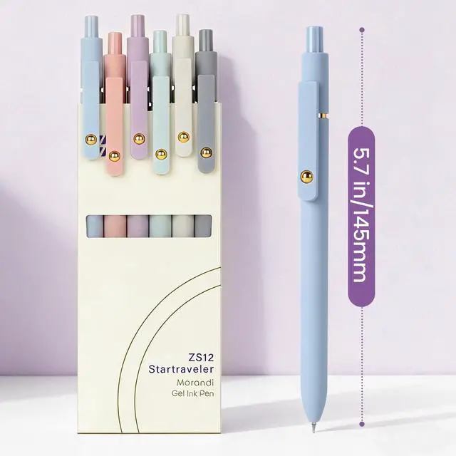 Alt view image 6 of 7 - Gel Pens, 6pcs 0.7mm Fine Point Black Ink, Quick Dry Smooth Writing Pens for Journaling, Nurse Aesthetic Cute Office School Supplies, Gifts for Women and Men (6Pcs Morandi-Black Ink)
