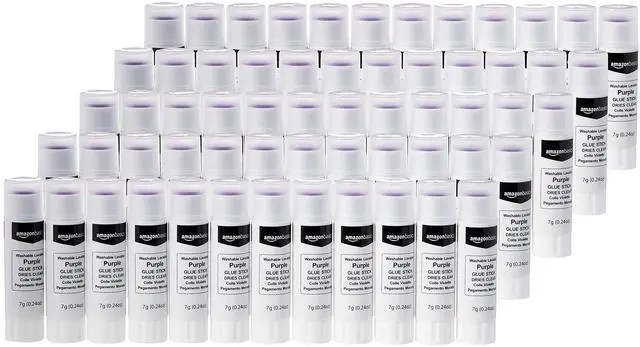Main image of Purple Washable School Glue Sticks for Classroom Supplies and Craft Projects, Dries Clear, 0.24-oz Stick, 60-Pack